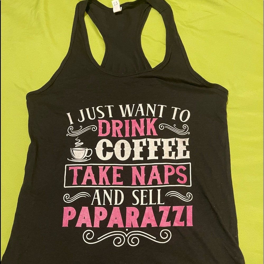 Black XL racerback top I just want to drink coffee take naps and sell paparazzi
